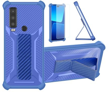 Aroepurt Hülle Für Cat S75 Hülle Case Handyhülle Schutzhülle Cover [mit gehärtetem Glas-Screen-Protector] Hybrid [Folding Support Magnetic] [Frosted Anti-Fingerprint] Blau