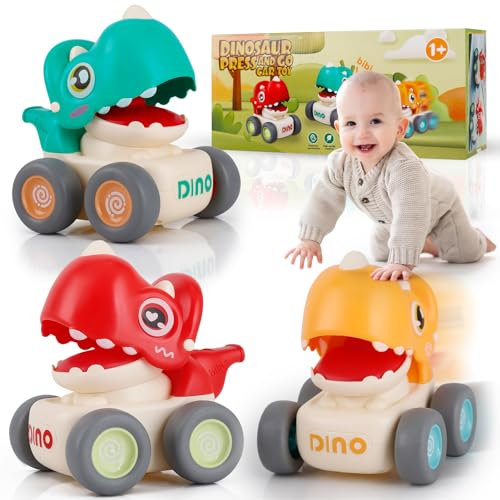 Wootoyz Spielzeugautos ab 1 Jahr, Press and Go Auto für Kinderspielzeug ab 1 2 3 Jahren Dinosaurier Baby Auto Spielzeug ab 1 Jahr Jungen Geschenk 1 2 3 Jahren Babyspielzeug ab 1 Jahr Kinder Spielzeug