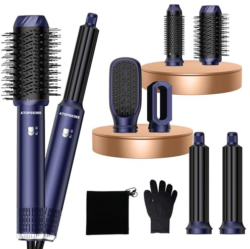 Atopskins Air styler 6 in 1 Hair styler Haarstyler mit Föhnbürste Warmluftbürste Haartrockner Lockenstab, Glättbürste, Airstyler, Geben Sie dem Haar Volumen, Glätten, Locken und Föhnen