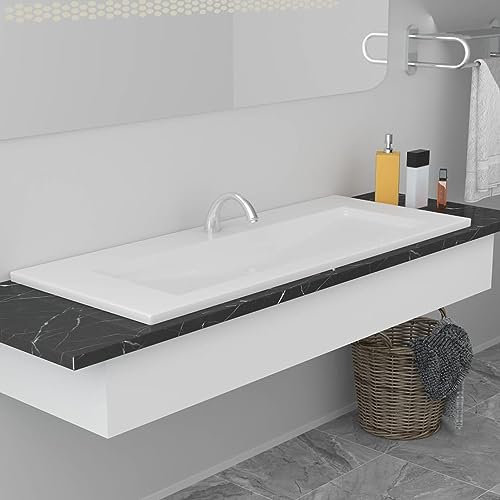 Juroupi Lavabo da Incasso 101x39,5x18,5 cm in Ceramica Bianco,Lavandini Bagno,Lavabo da Incasso,Lavandini,Lavandini Bagno-145064