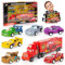 Spielzeugauto Cars Truck Lightning Auto Set- 7 Stück Mc-Queen Zurückziehen Transporter Kinder Metall Mini Die Cast Modellauto Kleine Fahrzeuge Car Toys als Jungen Geburtstag Weihnachten Geschenke