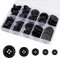 100 schwarze Harz 4-Loch große Knöpfe, Knöpfe schwarz (10-25 mm), Knöpfe für Mantel, Knöpfe zum Annähen schwarz – geeignet für das Nähen von Kleidung, Mänteln und Hemden – mit Aufbewahrungsbox