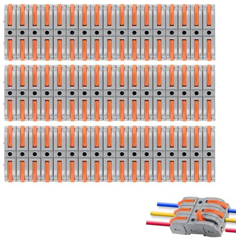 50 PCS Electrical Connectors, Compact Wire Connectors for Quick Splicing, Terminal Blocks for AWG 28-12 Solid Stranded Wire, Durable and Versatile Inline Connectors for Power and Data Applications