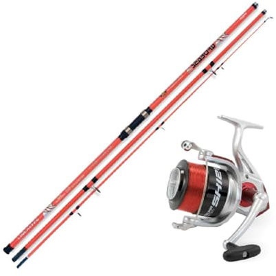 Brandungscombo Seabord 4,20m bis 250g Brandungsrute + SK12 Großfischrolle 70 Angelrolle mit Schnur