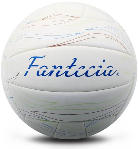 Fantecia Offizieller Volleyball Größe 5 Leder Soft-Touch Weiß mit Pumpe, Perfekt für drinnen, draußen, Pool, Strand & Garten (ohne Luft)