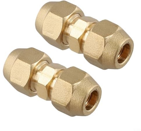 Gdfnmogo 2 raccordi doppi per tubi in rame, prolunga tubo condizionatore d'aria, connettore tubo in ottone, progettato per robustezza e durata (3/8 (9,52 mm)