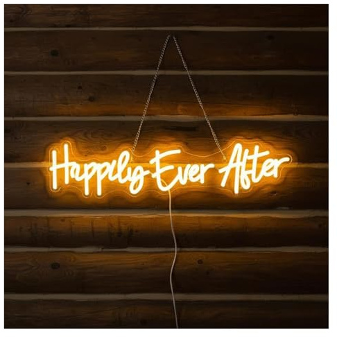 LEMST Sign Lamp Happy Ever After Neon Sign LED Light Dimmable USB Powered for Wedding Celebrations Party Home Backdrop Wall Decor 45cmx10cm