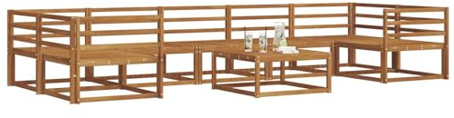 vidaXL Outdoor-Sofagarnitur 8 pcs Natur Massivholz Akazie, Ecksofa-Set aus Akazienholz, modernes Gartenmöbel, Flexibles modulares Sitzen für Terrasse und Hinterhof-Lounge, beige Stil