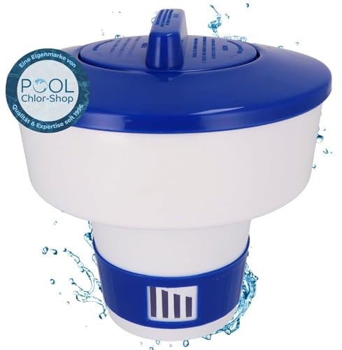 Duraol Grand Flotteur doseur I Doseur réglable pour l’ajout de Chlore dans Les piscines I Idéal pour des pastilles de 200 g à 300 g I Flotteur Premium avec Anneau de réglage à 4 Niveaux