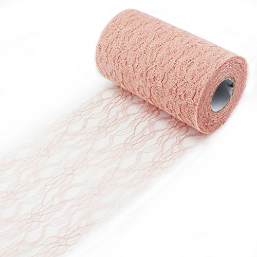 Psmgoods® - Rotolo di Pizzo Vintage, da utilizzare Come Runner da tavola, per matrimoni, eventi e decorazione per tavoli e sedie Peach Pink 15cm*10m