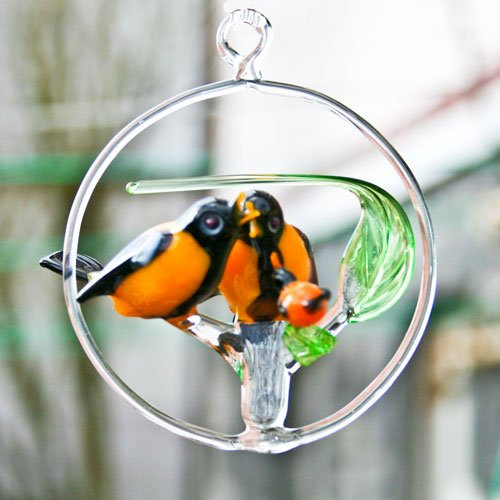 Lauschaer Glaskunst Vogelfamilie, Gold