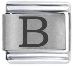 Quiges 9mm Laser geätzt Italian Style Modul Edelstahl Alphabet Buchstabe B für Italienische Armbänder