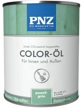 PNZ Color-Öl für Innen und Außen | lösemitttelfreies Farböl | Nachhaltig hergestellt mit regionalen Rohstoffen | für alle Hölzer, auch Bienenhäuser, Gebinde:0.25L, Farbe:pastellgrün