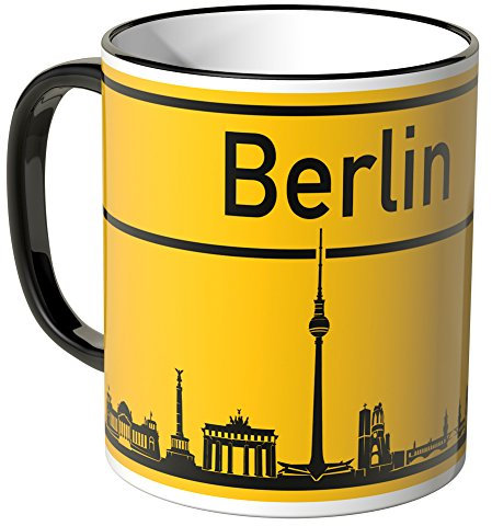 WANDKINGS® Tasse, Skyline Berlin - SCHWARZ