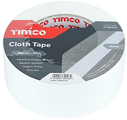 TIMCO CTWHITE Ruban adhésif en tissu Blanc 48 mm x 50 m