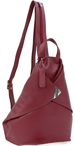 VISCONTI - Damen Leder Rucksackhandtasche - Rucksack Mittelgroß - Backpack mit Verstellbare Schultergurte - Brooke - 18258 - Rot