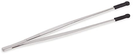 RSVP International Endurance Silicone Tipped Kitchen Tweezers Food Safe, Durable Stainless Steel, Heat Safe up to 475 Degrees F, 12 Length