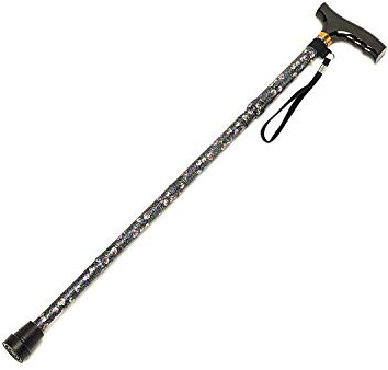 Homecraft Folding Coloured Walking Stick with Wooden Handle, Lightweight Adjustable Walking Cane for Balance, Mobility Aid, Wild Rose, 835-925mm