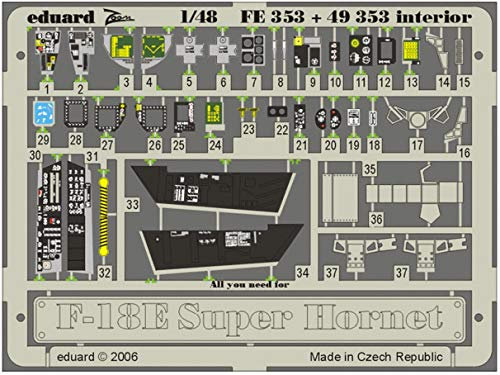 Eduard Accessories – FE353 Model-Making Accessory f 18E Super Hornet Interior for Hasegawa Model Kit.