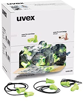 8888 Hi-com Einweg Gehörschutzstöpsel EN352, PVC Schwarz, Gelb, SNR 24dB, 100 Paar, Packung a 100 Stück