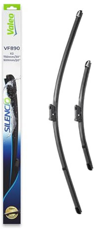VALEO Silencio Wischer - VF890 - Leistungsstarke, hervorragende Sicht auf der Straße, einfache Montage - originale Flachblätter 750mm/500mm - Vorne - Set mit 2 Wischerblättern - 577890