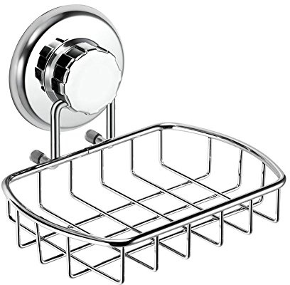 Portasapone con ventosa super potente, in acciaio inox, per bagno e cucina, cromato