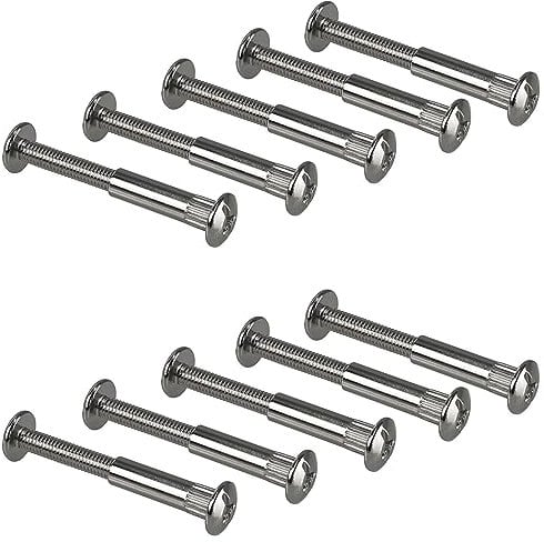 Gedotec Möbelschrauben M6 | 10 Stück - Hülsenschrauben | Verbinder Stahl vernickelt | Holzdicke 32-42 mm | Möbelverbinder Schrankverbinder Kreuzschlitz PZ2 und Flachklinge | Schrauben + Hülsenmutter