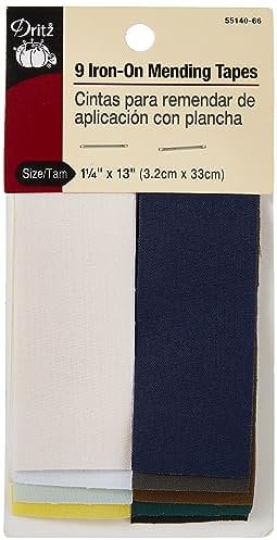 Dritz Iron-On Mending Tape 1-1/4-inch x 13-inch 9/Pkg-Assorted Colors