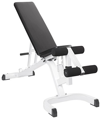 Bad Company Hantelbank I mehrfach verstellbare Trainingsbank mit Beinfixierung in verschiedenen Farben I Max. Gewichtsbelastung bis zu 300 kg I BCA-49 (Weiß)