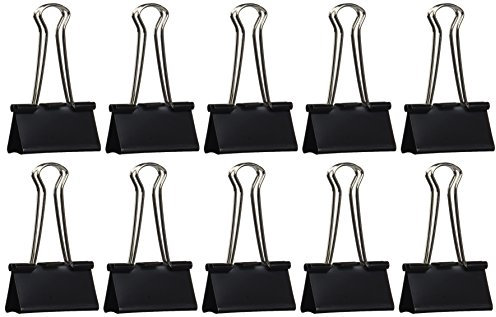 Rapesco FBC410B1 Pinces à Double Clip 41 mm, Noir, Lot de 10