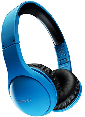 Boompods HPBLU Faltbare Kopfhörer mit Mikrofon und Ferbedienungstaste(n), blau
