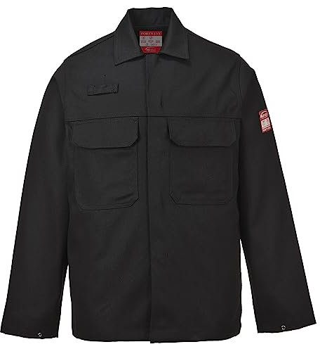 Portwest BIZ2 Mens Heat and Flame Resistant Welding Jacket Bizweld FR Protective Work Coat Durable Workwear Black, 3X-Large