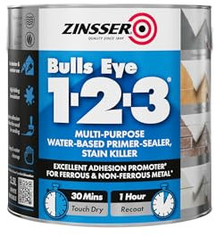 Zinsser Bulls Eye 1-2-3 Primer-Sealer & Stain Killer 2.5 litre Ready Mixed Colour - Grey