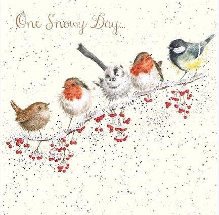 Artistic Weihnachten Karte (wre6324) One Snowy Day – Vögel auf einem Ast