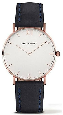 Paul Hewitt Unisex Erwachsene Analog Quarz Uhr mit Leder Armband PH-SA-R-St-W-11M