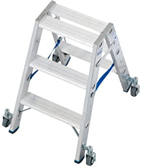 Stufen-Stehleiter KRAUSE, Rollen, beidseitig,Standhöhe 75cm