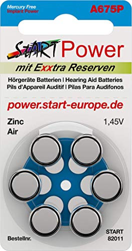 Start - 60 Batterien für Cochlea Implantate - CI - Typ A675P - 1.45V - 550mAh - PR44P