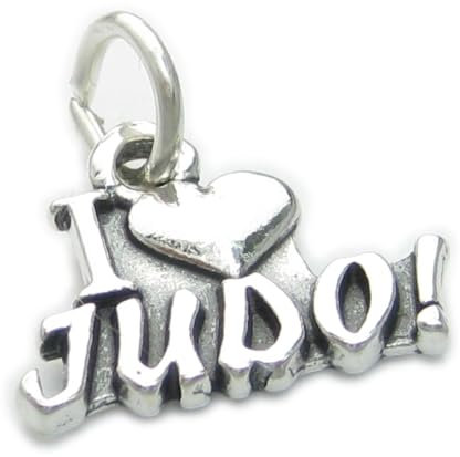 J'aime le charme d'argent sterling de judo .925 x 1 charmes d'arts martiaux