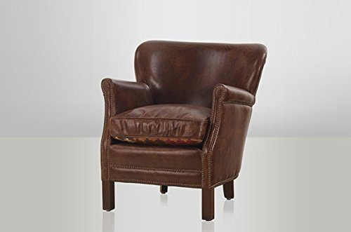 Casa Padrino Chesterfield Luxus Echt Leder Ohrensessel Vintage Leder Cigar - Club Sessel