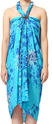 Ciffre Sarong Pareo Wickelrock Lunghi Dhoti Schal Strandtuch Türkis Sonne + Schnalle