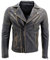 Infinity Croce Nera Zip Brando Annata Pelle Chiodo Uomo L