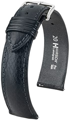 HIRSCH Camelgrain Medium Black Leather Watch Strap 01009150-1