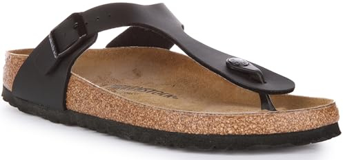 Birkenstock Classic Gizeh Birko-Flor 43663, Zehentrenner, Schwarz (Schwarz Lack 66), 39 EU (5.5 UK)