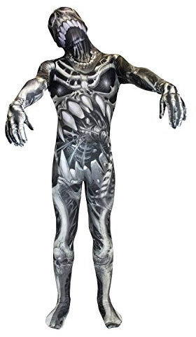 Morphsuits Skelett Kostüm Kinder, Monster Verkleidung für Halloween und Karneval - M (105cm-119cm)