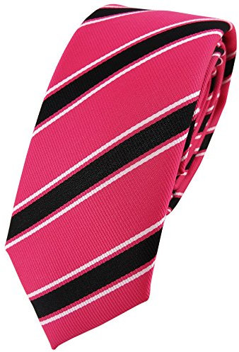 TigerTie - schmale Designer Krawatte in pink rosa schwarz weiß gestreift