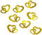 100 Stk Deko Doppel Herzen - silber, rot oder gold (Gold)