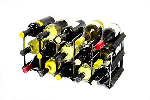 Cranville wine racks Klassische 15 -Flasche schwarz gebeiztem Holz und verzinktem Metall Weinregal fertig montiert
