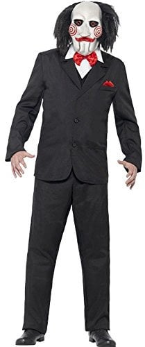 Halloween! Smiffys Kostüm SAW Billy, Schwarz, mit Maske, Jacke, Westenteil und Hemd