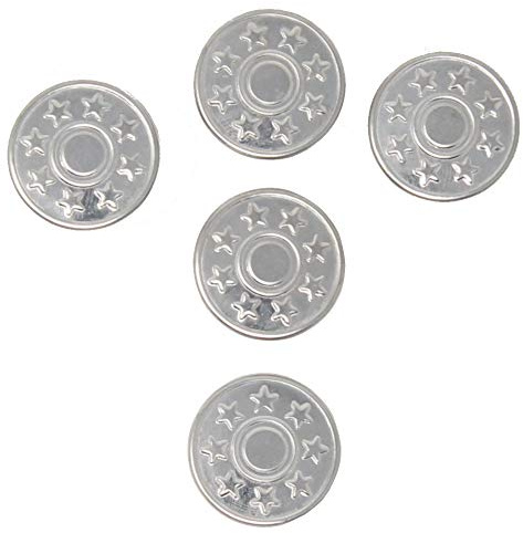 BIG-SAM Jeansknöpfe - Ø 17mm - Silber/Sterne - 5/10 / 25 oder 50 Stück - Nähfrei mit Anleitung! (50)