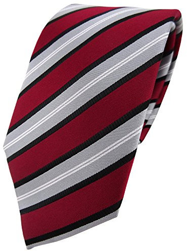 TigerTie Designer Krawatte in weinrot grau schwarz silber gestreift